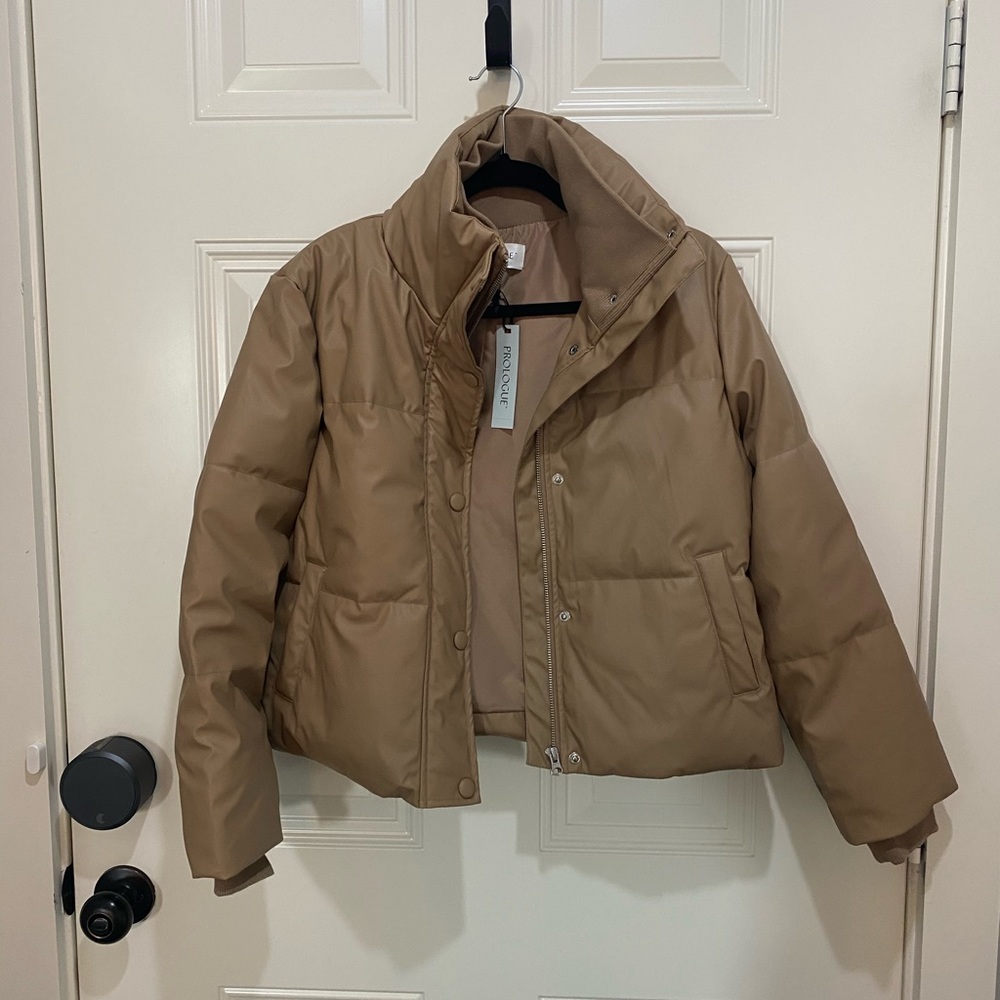 NWT Leather Puffer Jacket